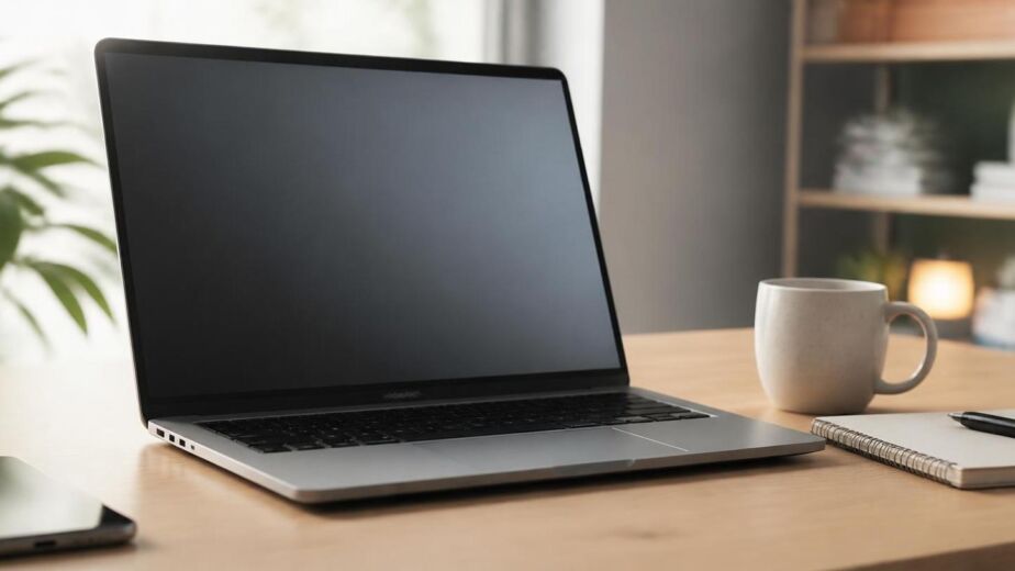 Minimal Home Office Laptop Desk Setup
