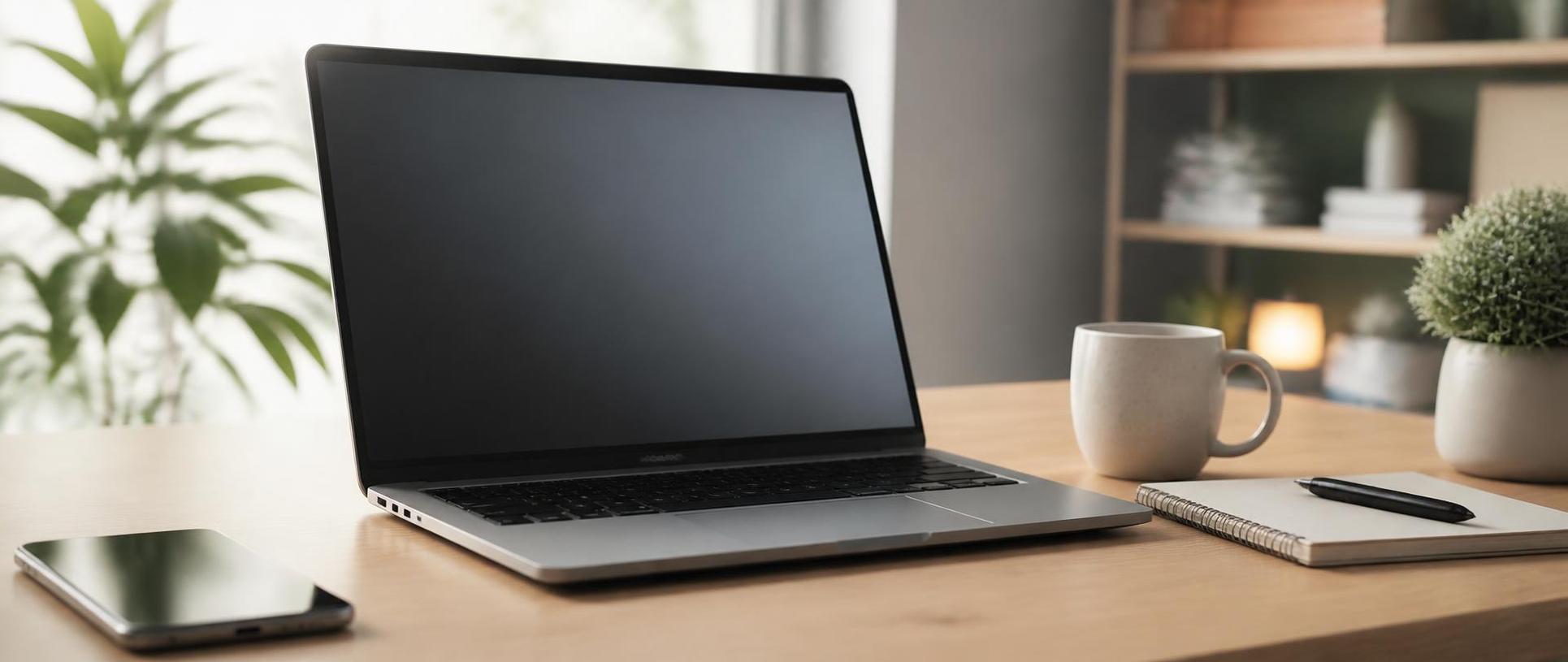 Minimal Home Office Laptop Desk Setup