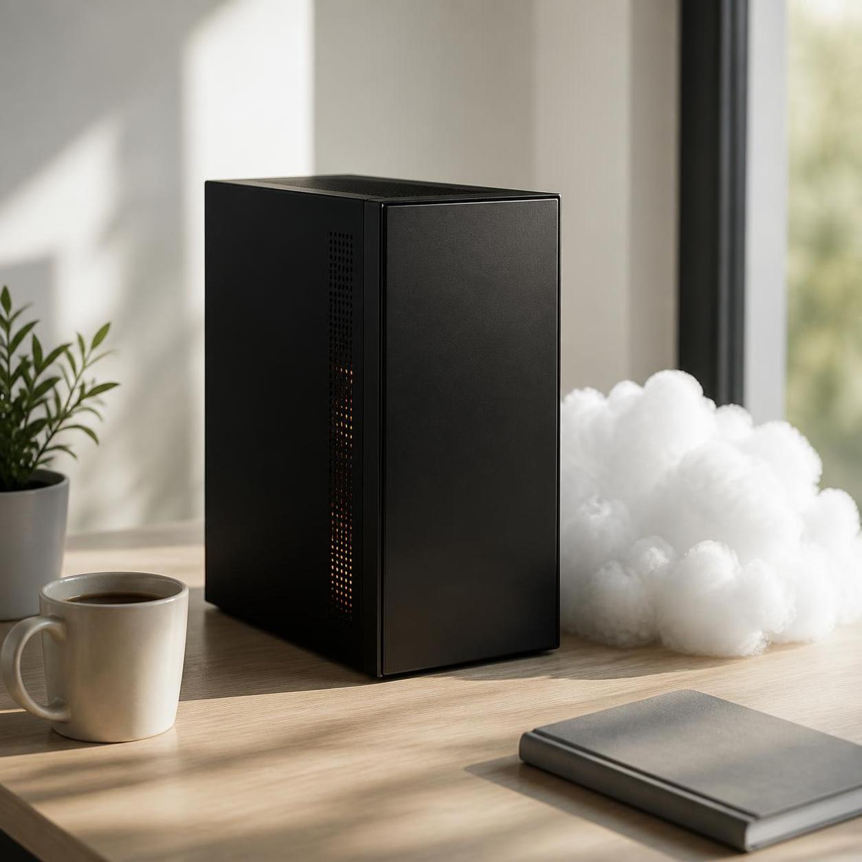 Matte Black Desktop PC Tower Minimal